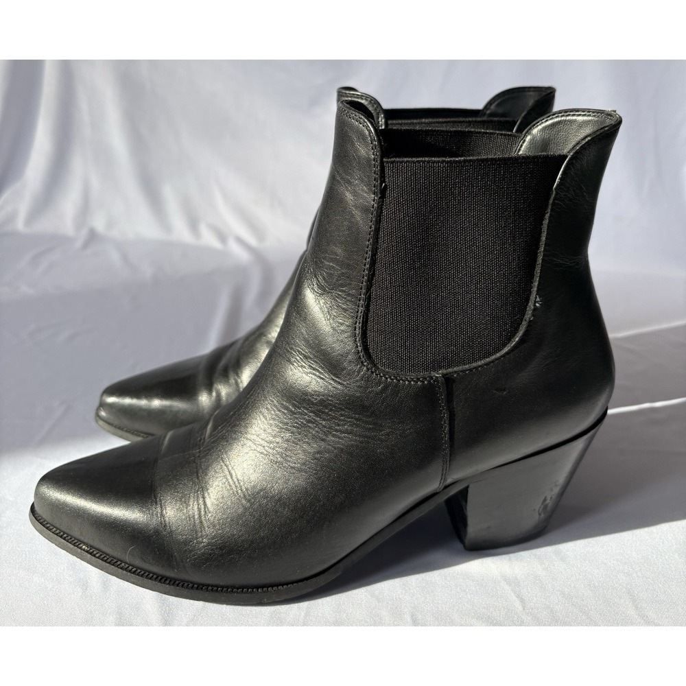 Vintage Dingo Black Leather Western Chelsea‎ Boots Pointed Toe Ankle Booties 9M